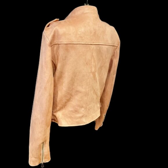 Banana Republic Faux Suede Moto Jacket in Soft Blush, Size L - Picture 3 of 7